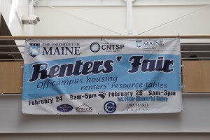 Renters Fair banner hanging in Memorial Union atrium, Feb 2015