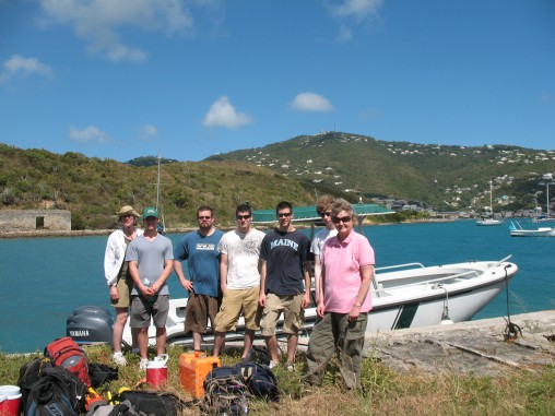 From left to right, Karen J. Horton, P.E., Nick DeBlois, Patrick Dean, Charlie Dexter, Sterling Hooke, Reid Horton, Dr. Connie Holden at Hassel Island, Virgin Islands National Park.