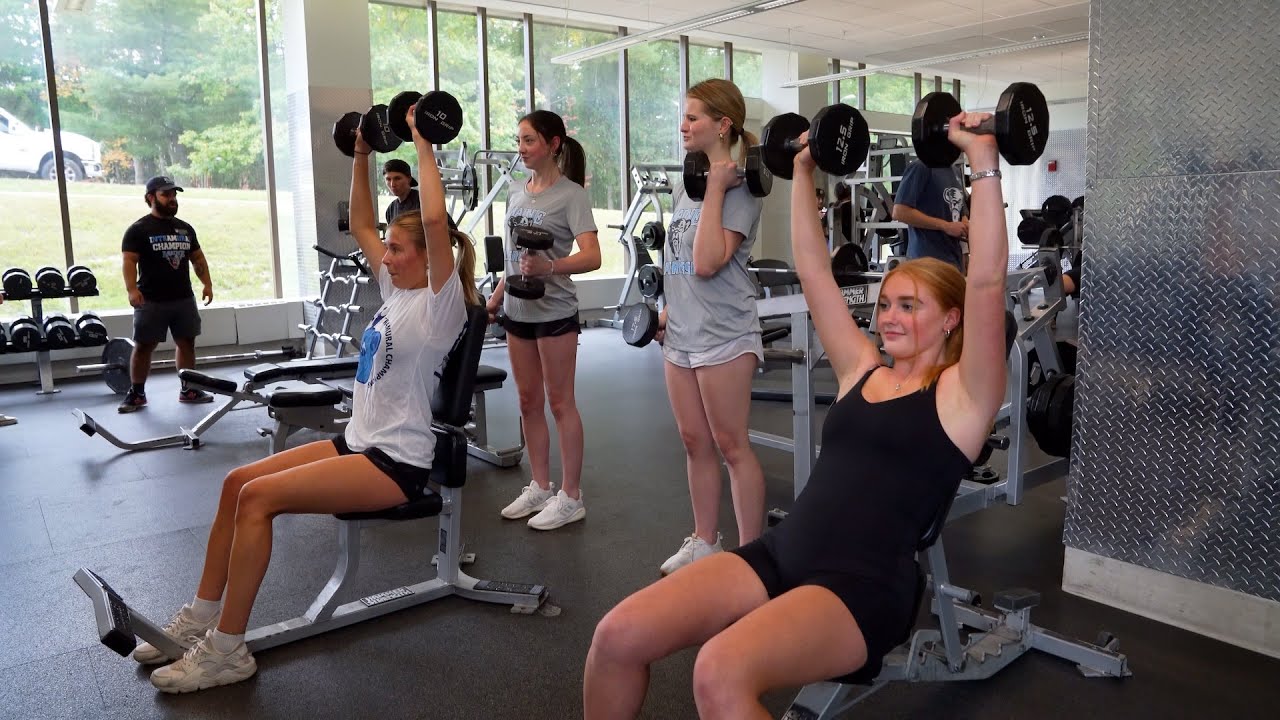 A photo of people working out in UMaine's Rec Center