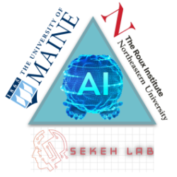 Collaboration Logo of Sekeh Lab, UMaine, and The Roux Institute