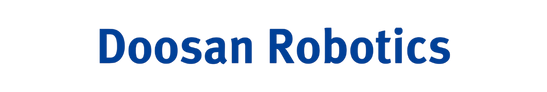 Doosan Robotics logo with the words "Doosan Robotics" in solid blue text.