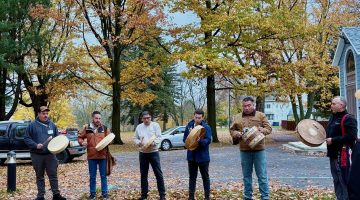 Conference attendees were welcomed with traditional Abenaki songs to open the meeting.
