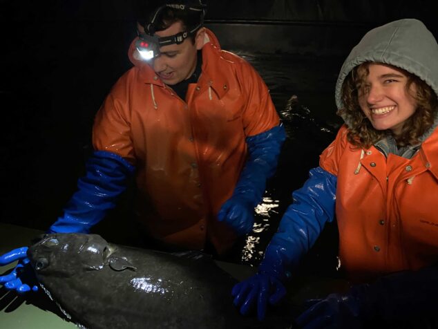 Students with halibut