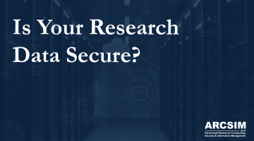 Text reads "Is your research data secure?" on blue background