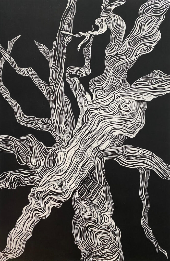 Bristlecone 1, woodcut, 30 x 20 inches
