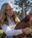 Anne Lichtenwalner with a chicken