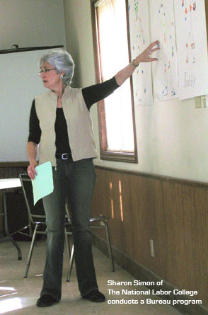 Sharon Simon of the National Labor College conducts a Bureau program