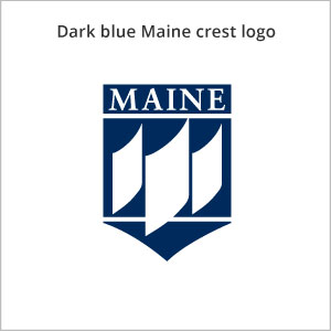Dark blue Maine crest logo