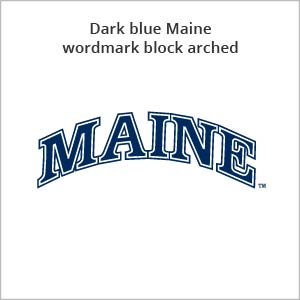 Dark blue Maine wordmark block arched