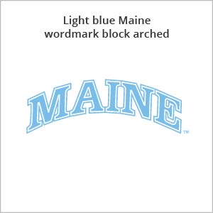 Light blue Maine wordmark block arched