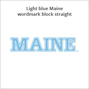 Light blue Maine wordmark block straight