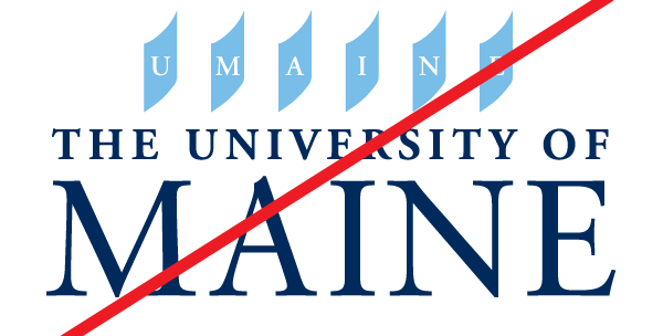 example of a bad UMaine logo with crest parts moved