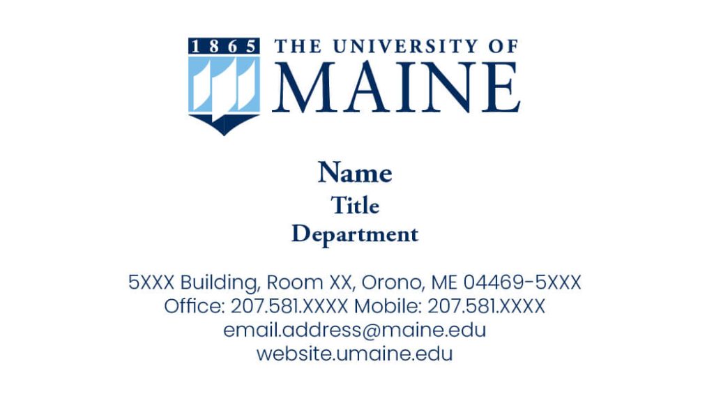A photo of a UMaine business card