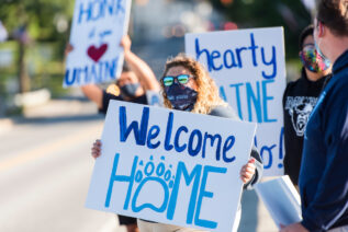 Welcome Home on the bridge