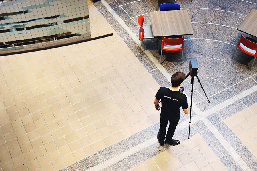 Xander Karris scanning the DPC Atrium