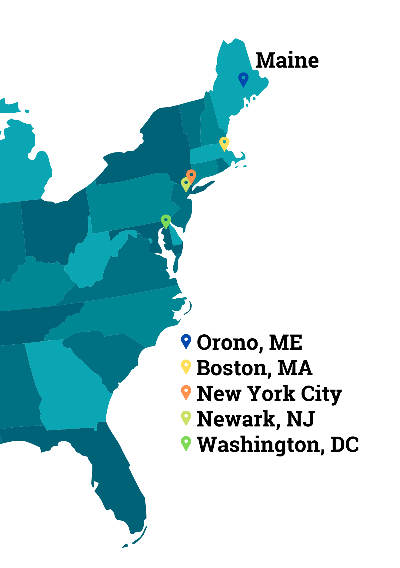 Map of eastern united states