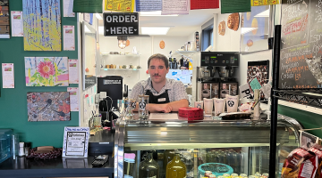 Corey Smith working at A Coffeehouse