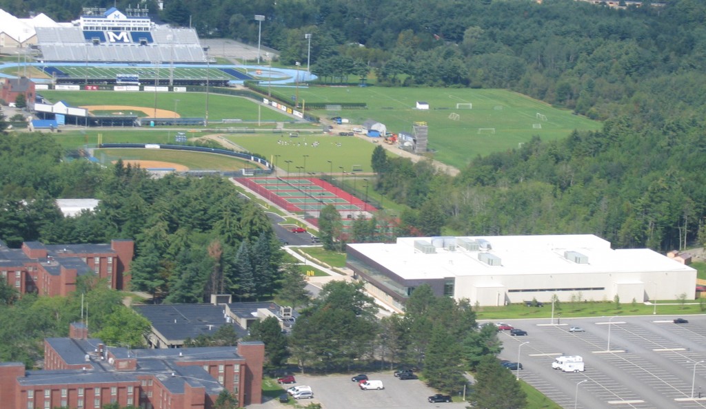 An aerial view of Rec Center and Bridge Tennis Courts