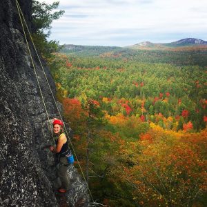 rock climbing in fall foliage