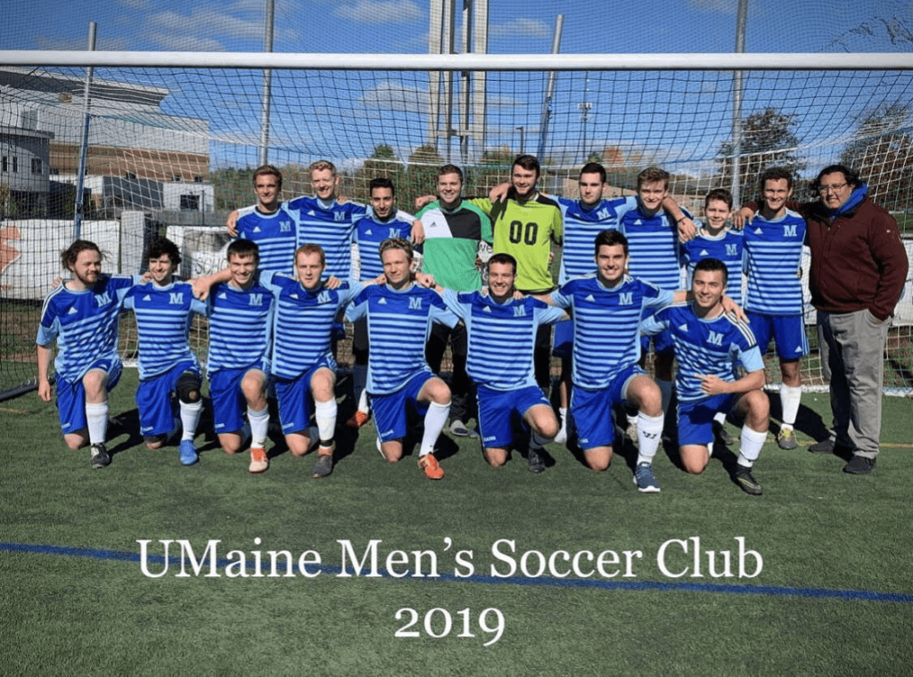 A group photo of the UMaine Men's Soccer Club