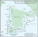Figure 2.2 Expansion of the English Fishery Around the Coast of Newfoundland, 1570-1770