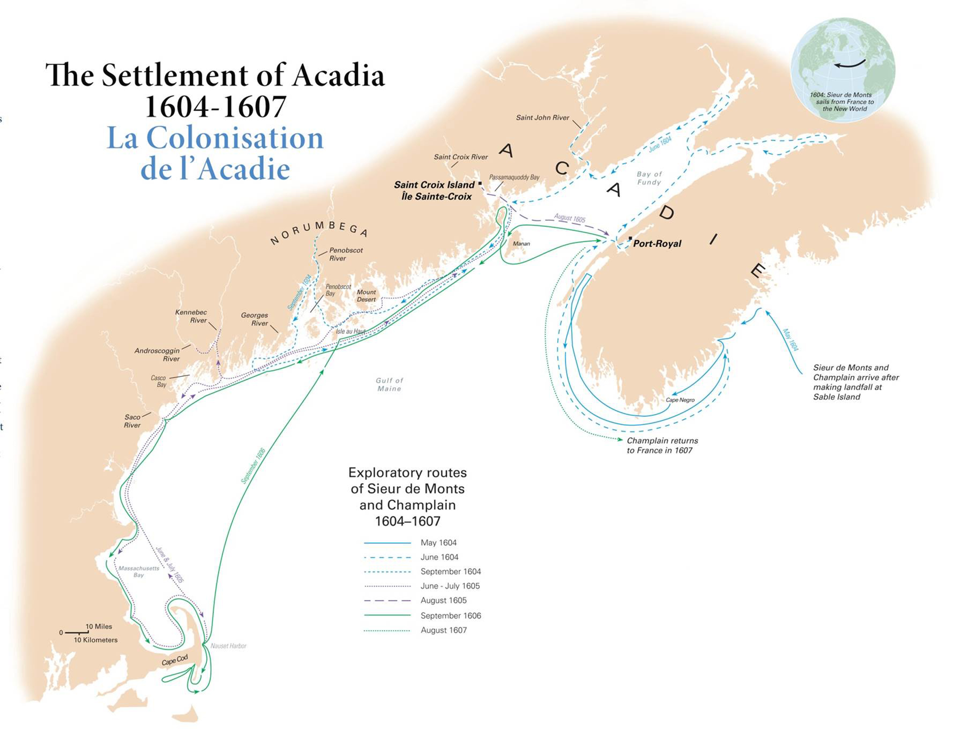 Settlement Of Acadia Map 