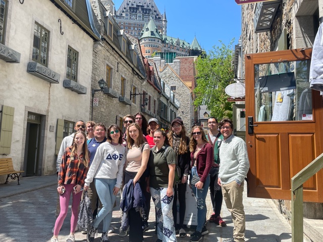 A photo of a group of students during the Canadian-American Center's May Term in Quebec. 