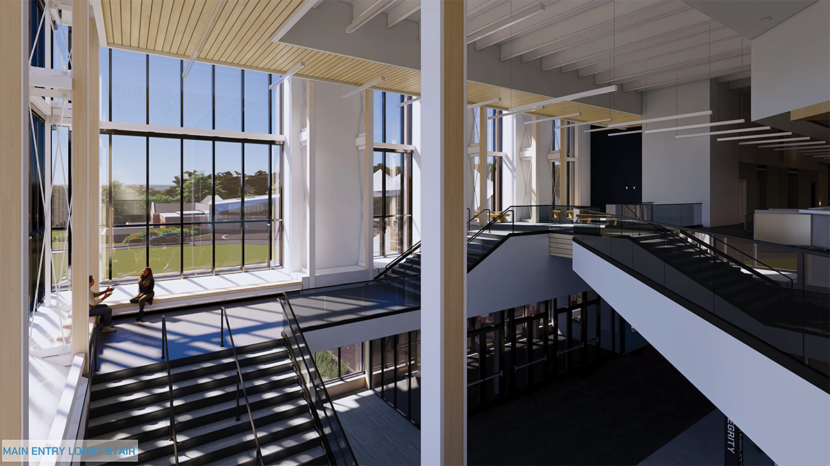 A rendering of the lobby of Morse Arena
