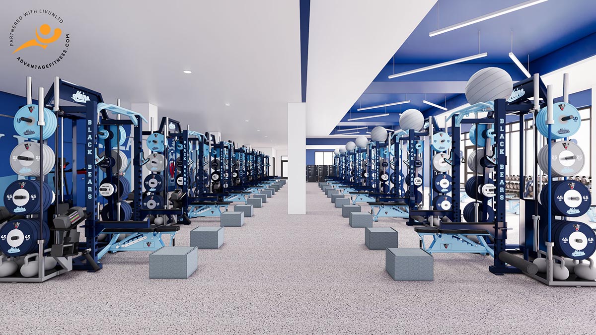 A rendering of a weight room in Morse Arena