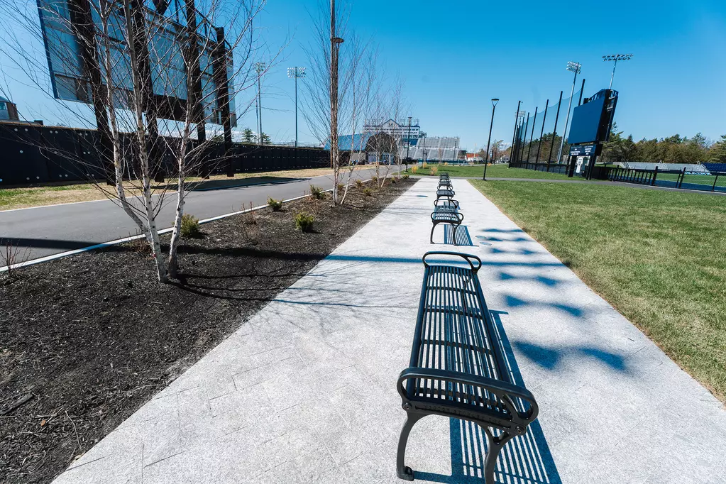 A photograph of benches
