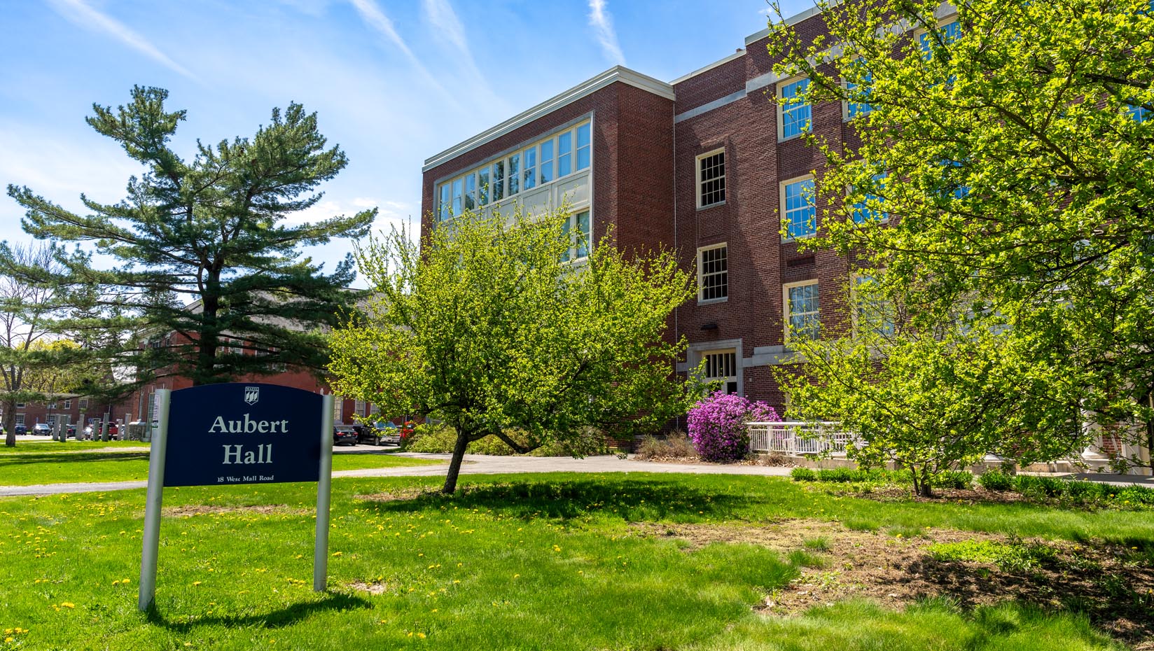 A photo of the exterior of Aubert Hall