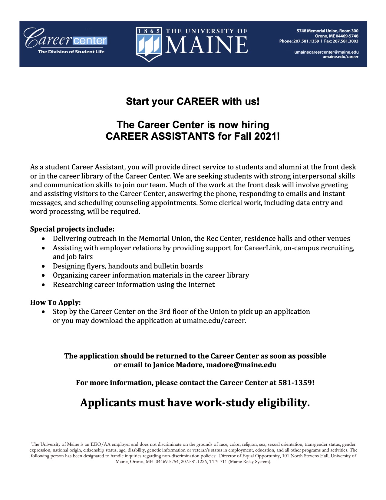 Home - Career Center - University of Maine