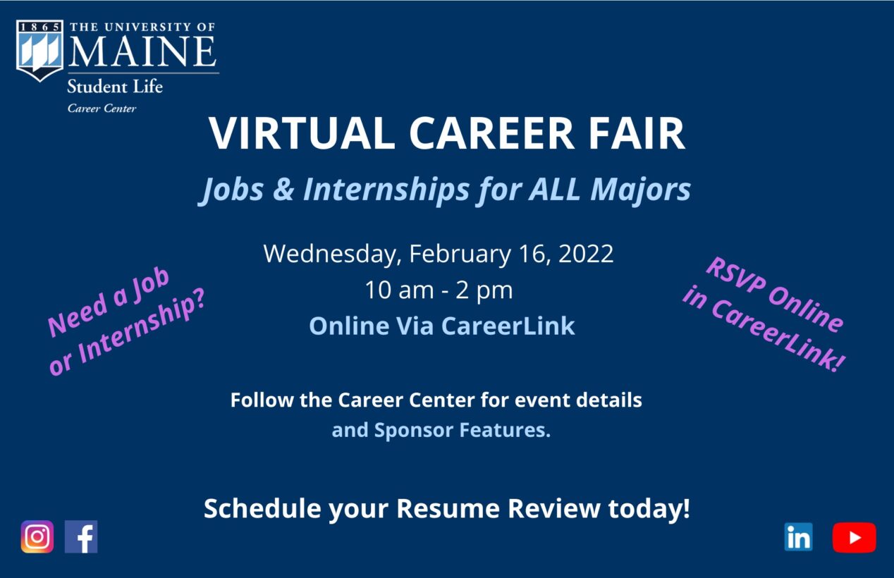 UMaine Virtual Career Fair Career Center University of Maine