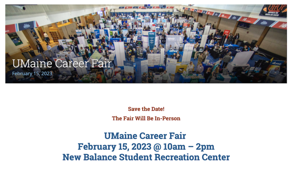 UMaine Career Fair Career Center University of Maine