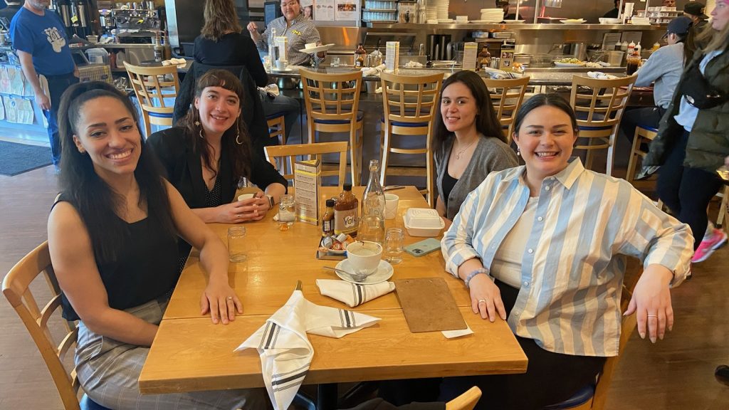 Aurora and friends at brunch in Chicago