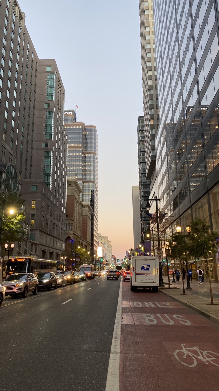 Philadelphia city scape with sunset