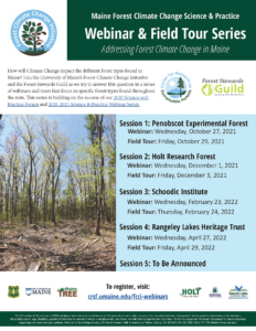 Flyer for Webinar and Field Tour Series for Forest Climate Change Initiative