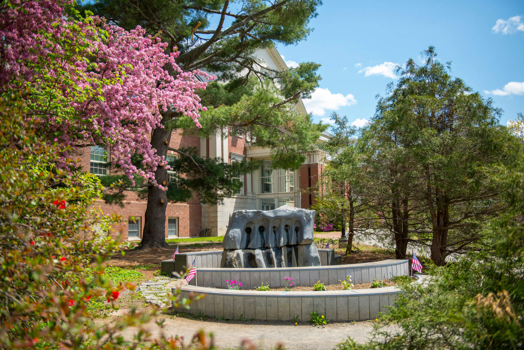 sculpture in front of Memorial Union on campus