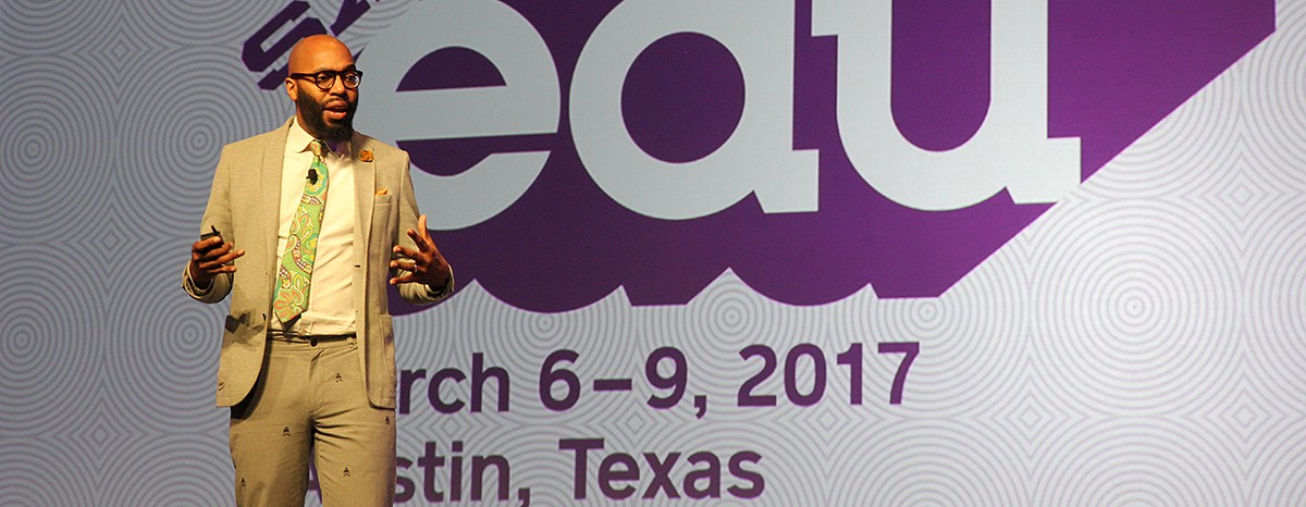 Chris Emdin on stage at SXSWedu for the opening keynote.