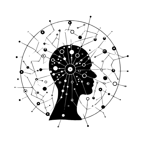 Image represented with a human face in profile with circuits
