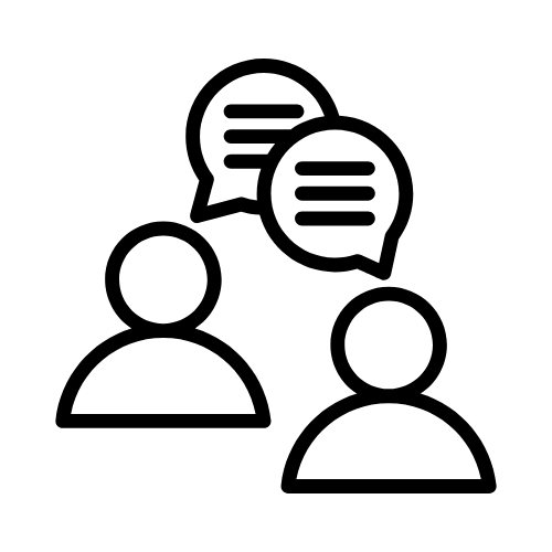 graphic with 2 people and speech bubbles