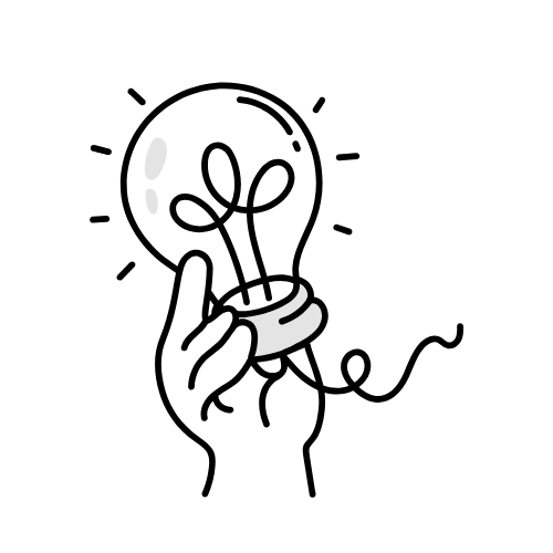 graphic with a hand holding a lightbulb