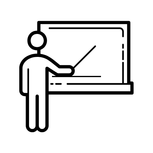 graphic of a teacher in front of a whiteboard with a pointer