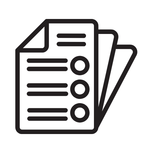 graphic of multiple pages of paper with checkmarks