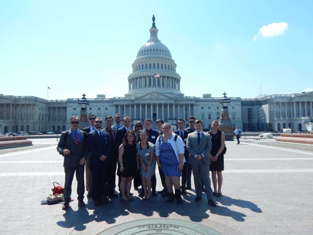 Photo of Cohen DC travel students standing in front of the Capitol Building