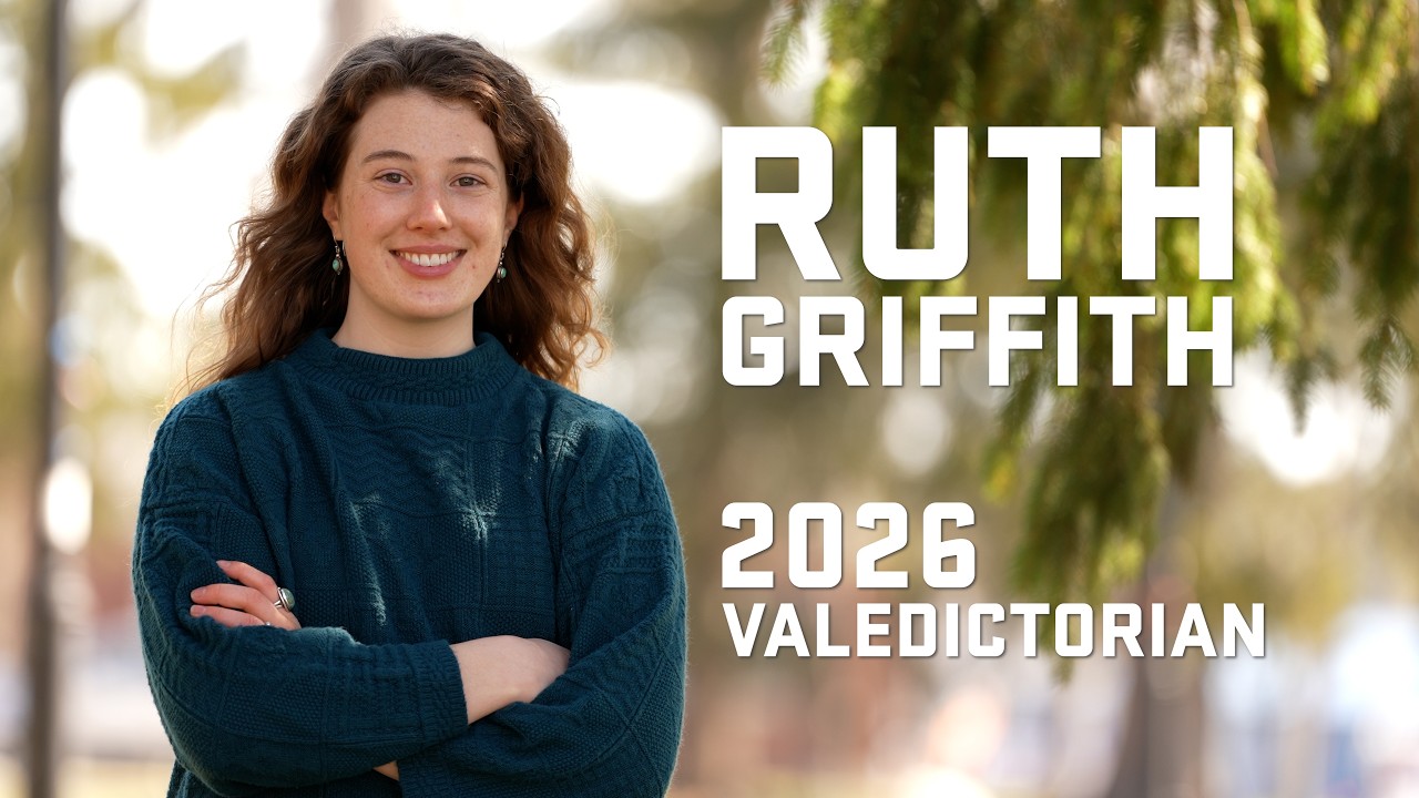 A photo of Ruth Griffith with the text "Ruth Griffith 2026 Valedictorian"