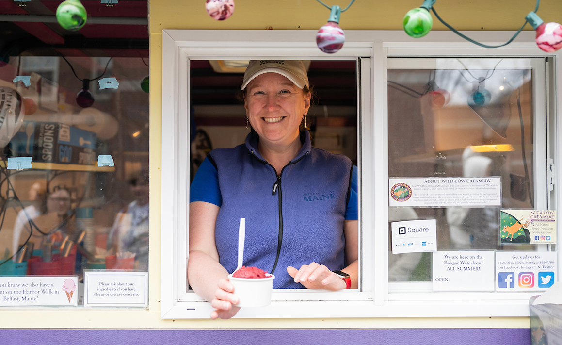 A photo of a food truck worker