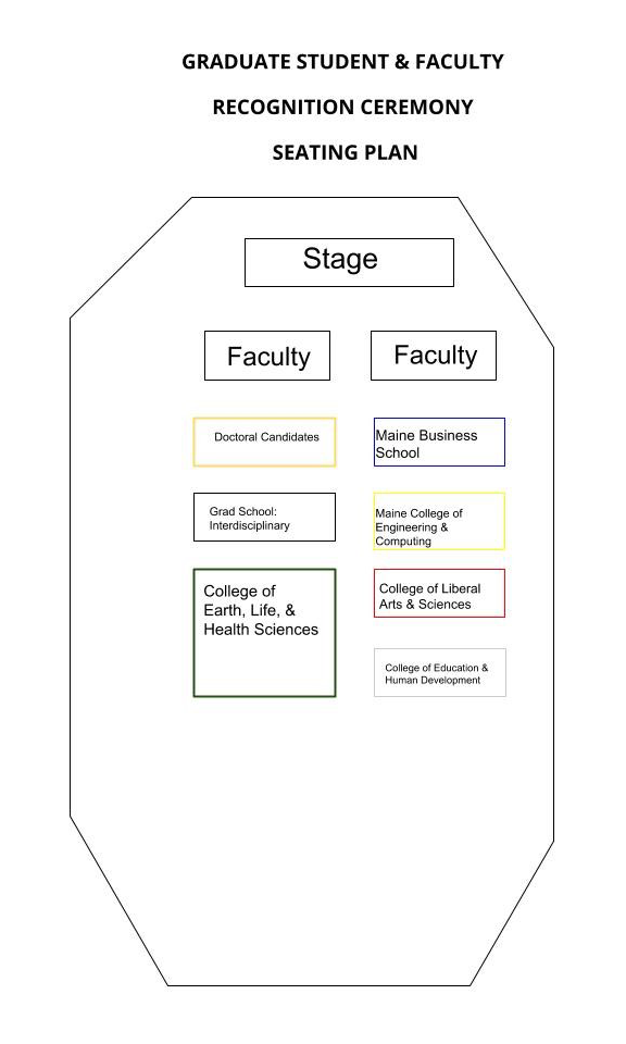 A seating chart for the Graduate Commencement
