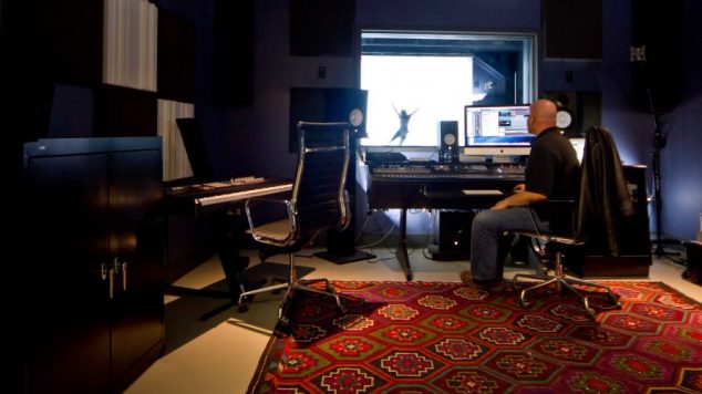 Photo of audio recording studio
