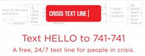 Link to Crisis Text line website. All Clear Foundation